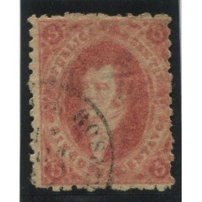 ARGENTINA 1864 GJ 19a RIVADAVIA ESTAMPILLA DE 1ra TIRADA CON DOBLE IMPRESIÓN DE MAGNIFICA CALIDAD RARISIMA U$ 110